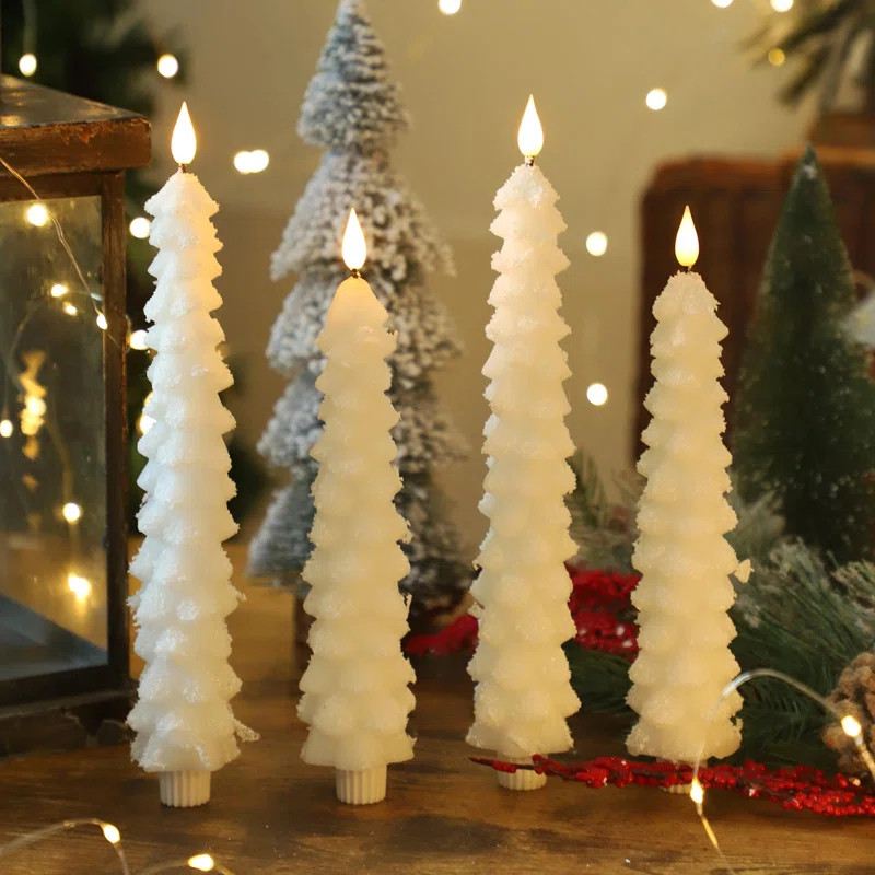 The Holiday Aisle® 4 Pcs Flameless Candles With Remote, Christmas Tree Candles, Battery Operated... | Wayfair North America