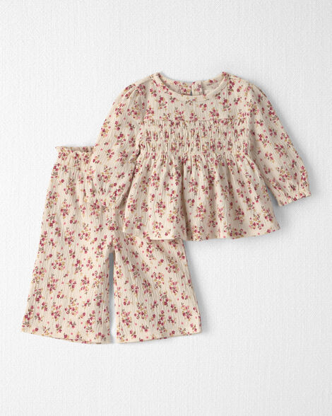 Baby Girl 2-Piece Organic Cotton Smocked Top & Pant Set - Little Planet | Carter's | Carter's Inc
