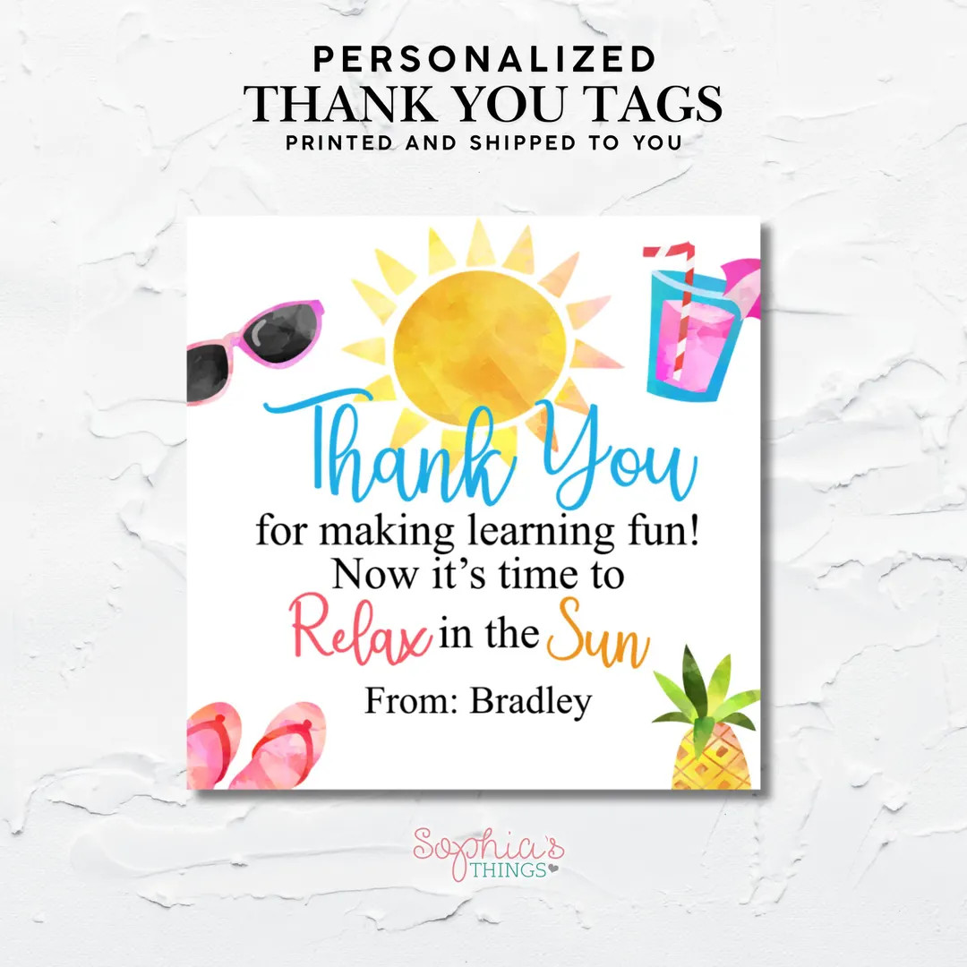 Personalized End of School Year Gift Tags: Summer Thank You Teacher Tag - Etsy | Etsy (Global)
