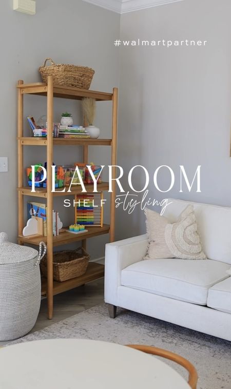 Welcome to our little slice of playtime paradise! 🌟 Nestled just off the kitchen, our kids' play area is the heart of our home's hustle and bustle. With little ones running about, keeping things tidy is a must, and this chic shelf from @walmart helps us do just that without breaking the bank (under $200 - score!). Its sleek design seamlessly blends into our home's aesthetic, adding a touch of style to the chaos of toys and games. Paired with clear bins, everything has its place, making clean-up a breeze and playtime even more fun!  #walmartpartner #walmarthome