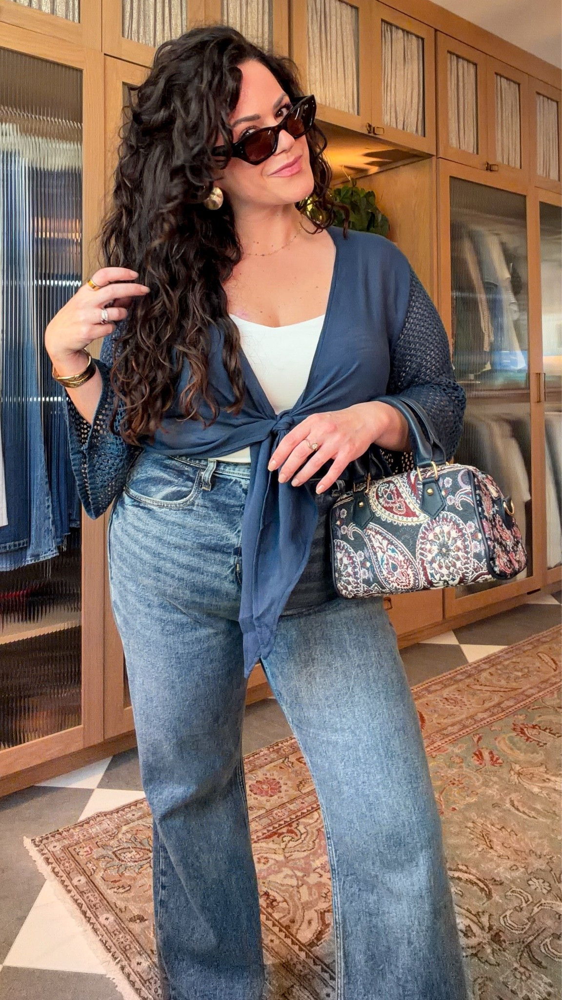 midsize spring casual outfit with some of my fave jeans! these jeans are on sale right now, wearing a size 14, size large in this lightweight cover up top

#LTKOver40 #LTKMidsize #LTKgrwm
