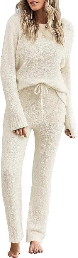LookbookStore Women Casual Long Sleeve Top and Pants PJ Sets Knitted Loungewear | Amazon (US)