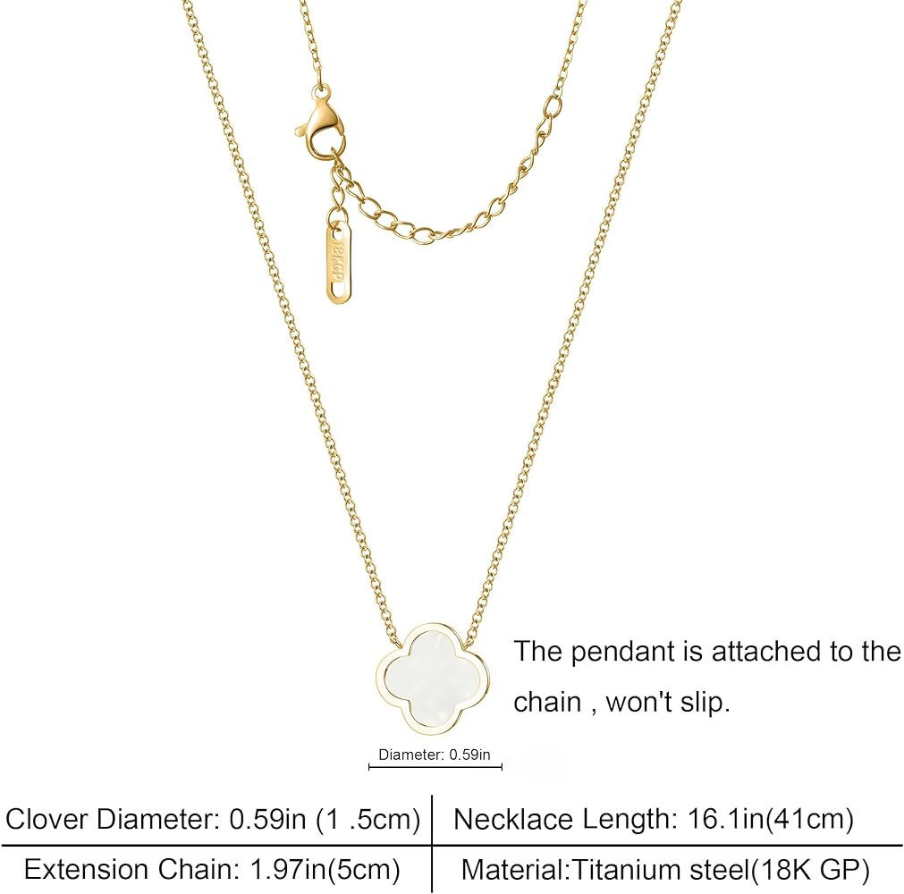 BEAIG Unique Four Leaf Clover Necklace for Women Girl White Black Blue Red Lucky Clover Pendant,1... | Amazon (US)