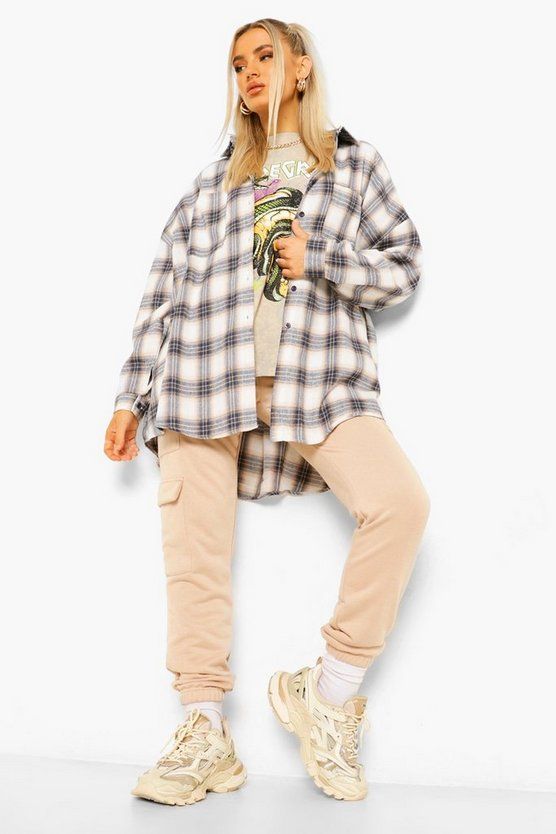 Extreme Oversized Flannel Shirt With Pockets | Boohoo.com (US & CA)