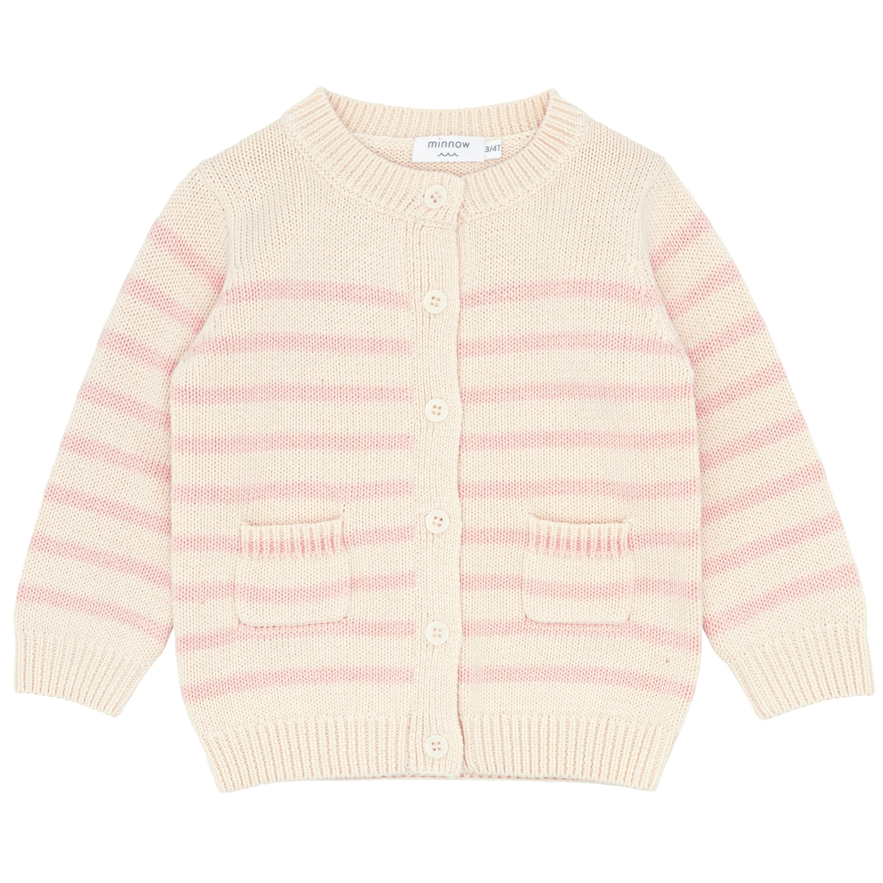 unisex cream and pink stripe cardigan | minnow