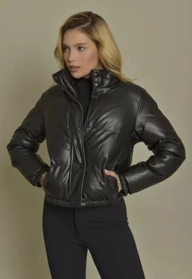 Jaqueta Puffer em Material Sintético Preto Dialogo Jeans Feminino | Dafiti (BR)