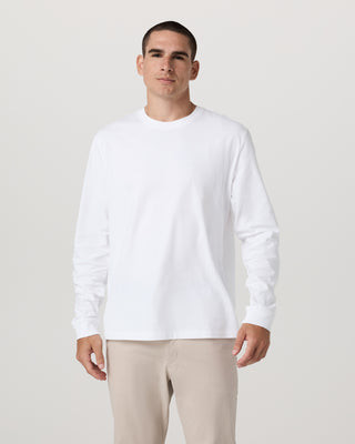 Long Sleeve Vuori Heavyweight Cotton Tee - Relaxed Fit | White | Large | Vuori Clothing (US & Canada)