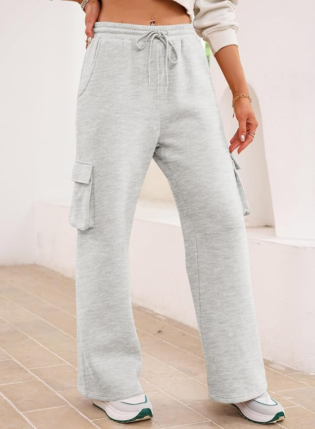 Aleumdr Women High Waisted Drawstring Wide Leg Cargo Pants 2025 Trendy Casual Baggy Joggers Pants... | Amazon (US)
