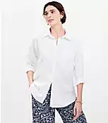 Linen Blend Everyday Oversized Pocket Shirt | LOFT