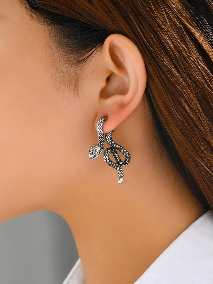1 Par Liga De Zinco Em Forma De Cobra Orelha Studs | SHEIN