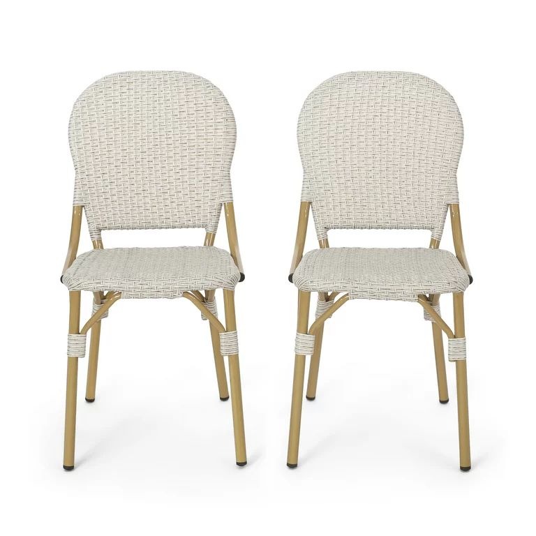 Noble House Dola Outdoor Dining Chair - Aluminum - Set of 2 - Armless - Light Brown/Off-White - W... | Walmart (US)