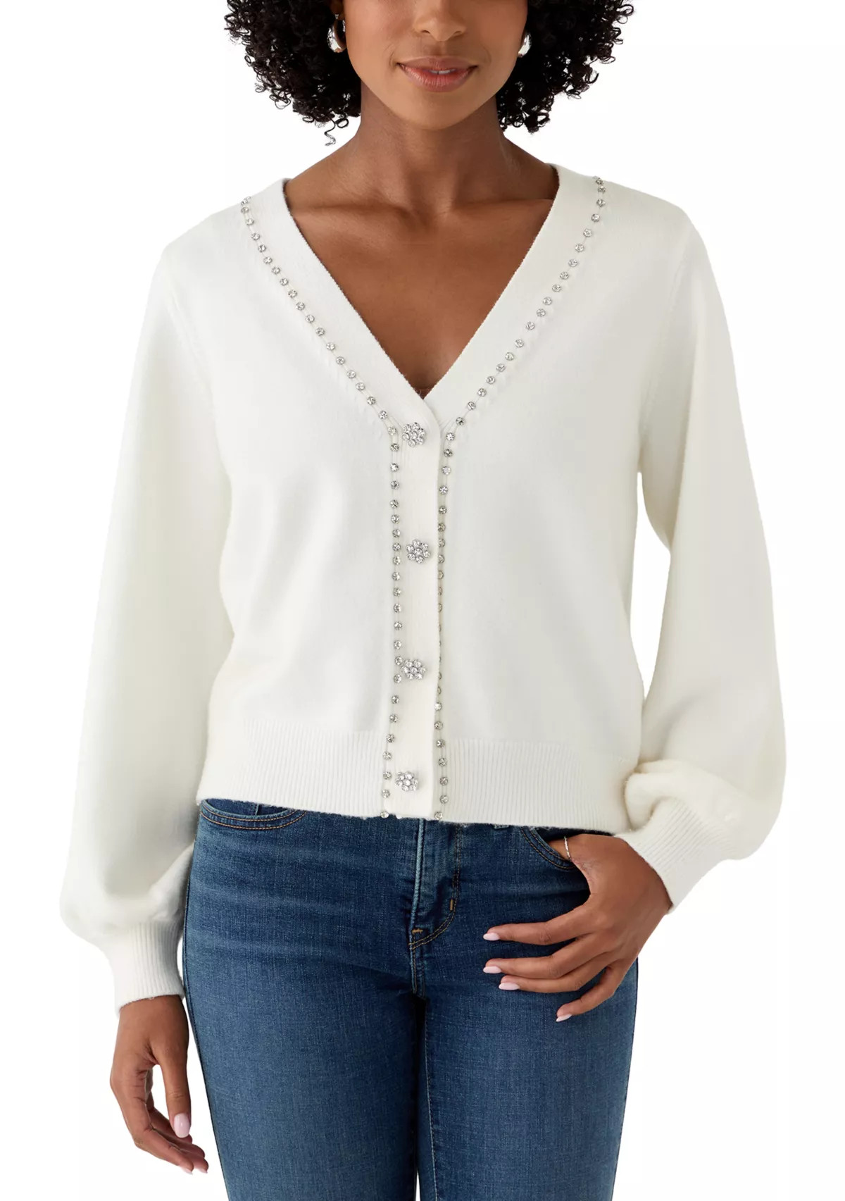 Women's Jeweled Cropped Cardigan | Belk