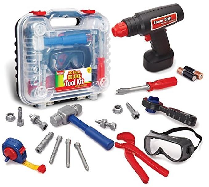 Durable Kids Tool Set with Electronic Cordless Drill and 18 Pretend Play Construction Accessories, w | Amazon (US)