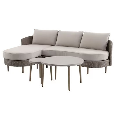 Origin 21 Dunes 3 -Piece Wicker Patio Sofa Conversation Set with Tan Cushions | Lowe's