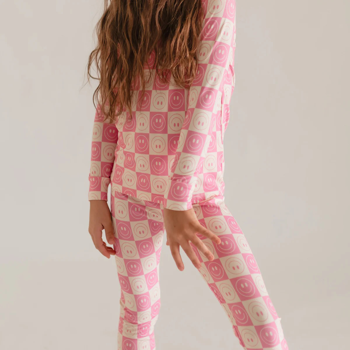 Youth Pajama Set in Checkered Smileys | Silks Design