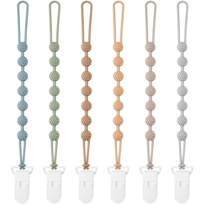Baby Pacifier Clip, 6 Pack Silicone Pacifier Holder with One Piece Design for Baby Boy and Girl, ... | Amazon (US)