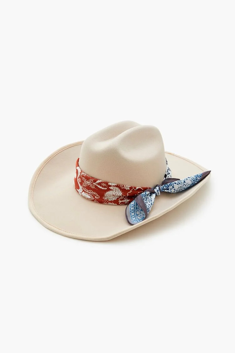 Knotted Paisley-Trim Cowboy Hat | Forever 21