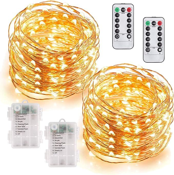 Amazon.com: MUMUXI 2 Pack 33Ft 100 LED Fairy Lights Battery Operated, String Lights with 8 Modes ... | Amazon (US)
