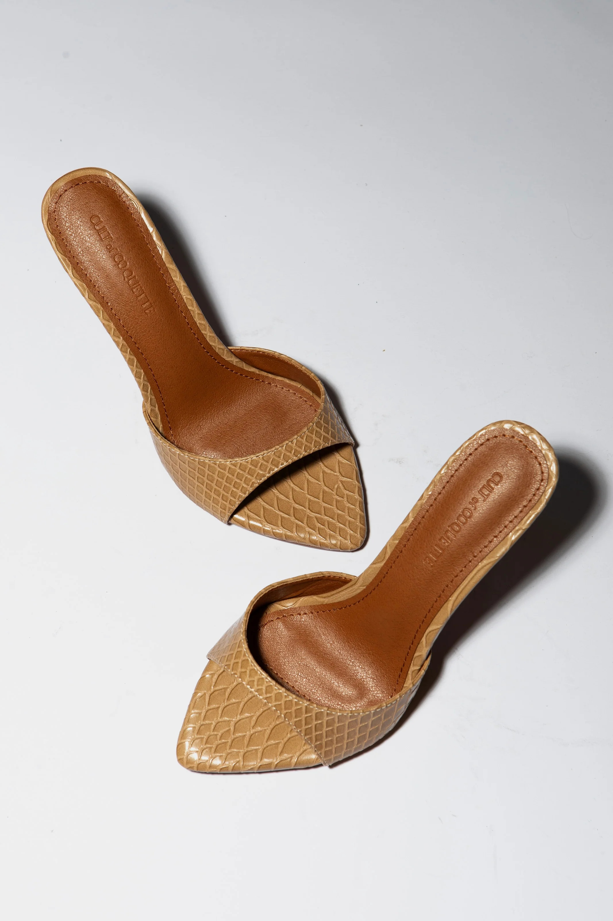 Gia Nude Reptile Vegan Mules 80 mm | CULT OF COQUETTE
