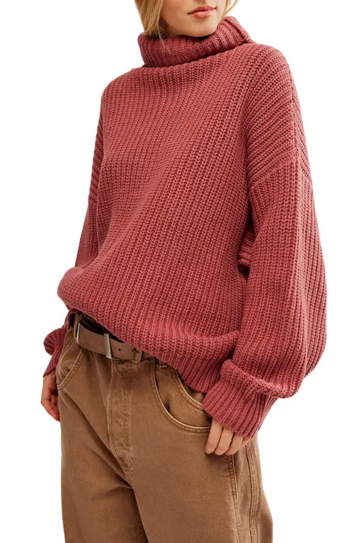 Free People Swim Too Deep Turtleneck Sweater in Marsala at Nordstrom, Size Small | Nordstrom