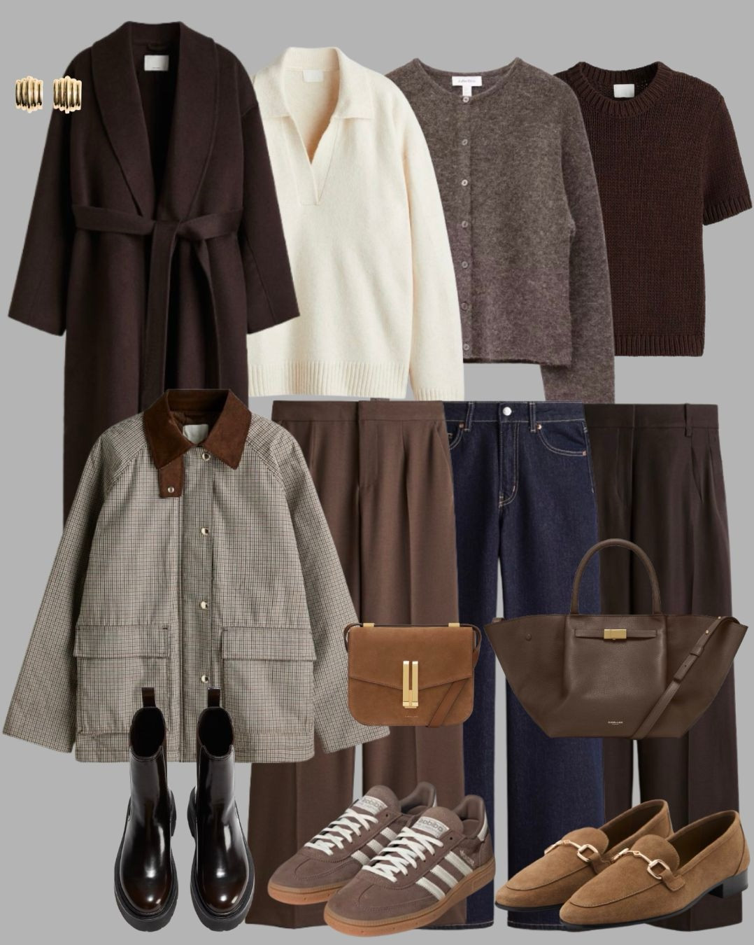 Brown capsule wardrobe for fall 🤎🍂✨



Tags: long brown wool coat, white collar cardigan, alpaca cardigan, brown short sleeve sweater, corduroy plaid print jacket, brown wide leg trousers formal, dark blue high waisted wide leg jeans, Chelsea boots brown, ankle boots, adidas spezials brown, suede heeled loafers, wool coat, oversized coat, barn jacket, cardigans, sweaters, jumpers, DeMellier new York bag, DeMellier suede vancouver bag, fall capsule wardrobe, H&M, & other stories, Zara, Mango, Adidass

#LTKwinter #LTKstyletip #LTKautumn