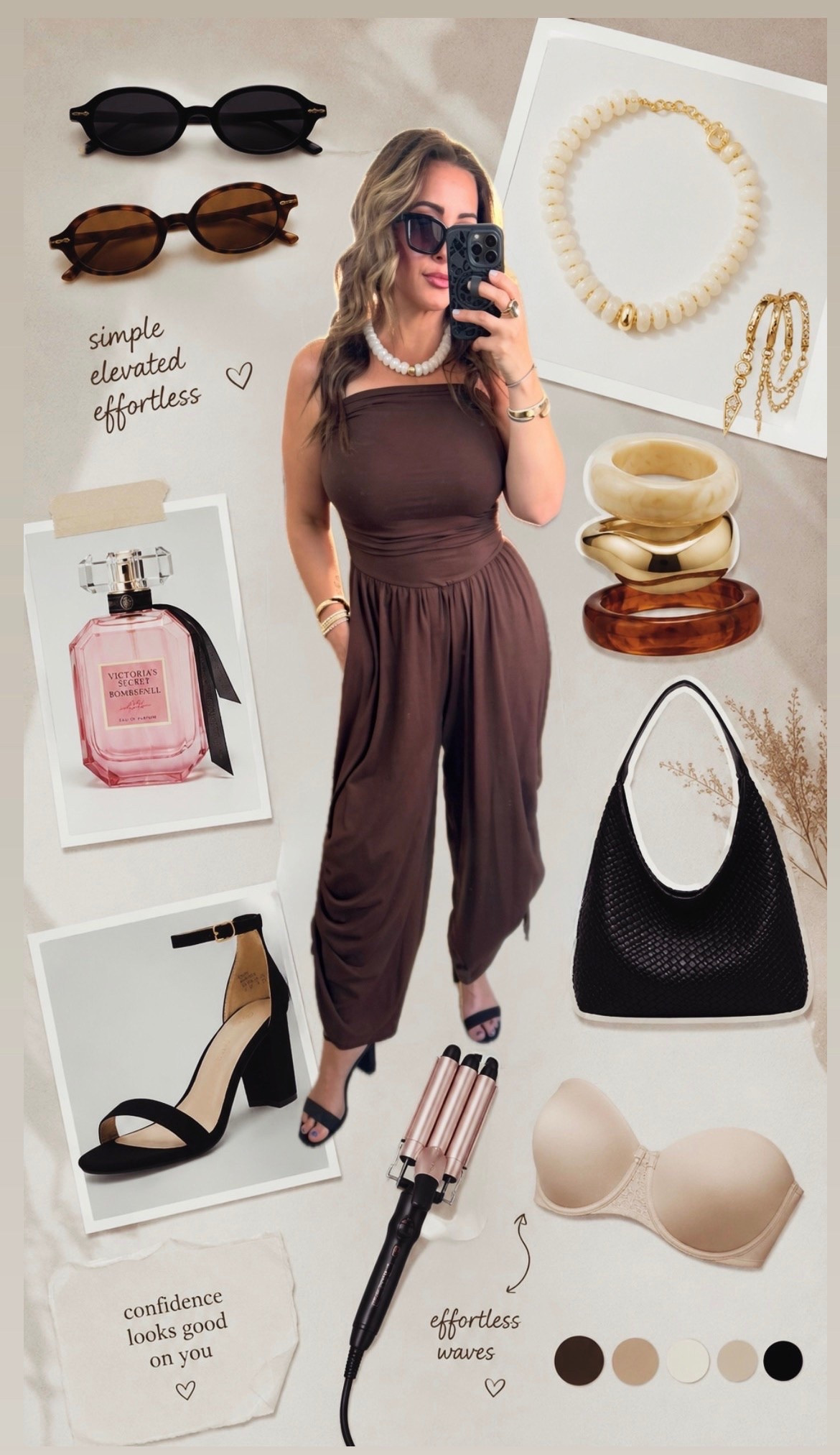 Simple. Elevated. Effortless. 🤎✨

Obsessed with this chocolate brown strapless jumpsuit! It’s the ultimate throw-on-and-go piece that looks instantly put together. Paired it with chunky neutral jewelry, classic block heels, and the perfect textured shoulder bag.

Everything is linked below, including my go-to hair waver for these effortless beachy waves! 👇

#LTKootd #LTKmomlife #LTKgrwm