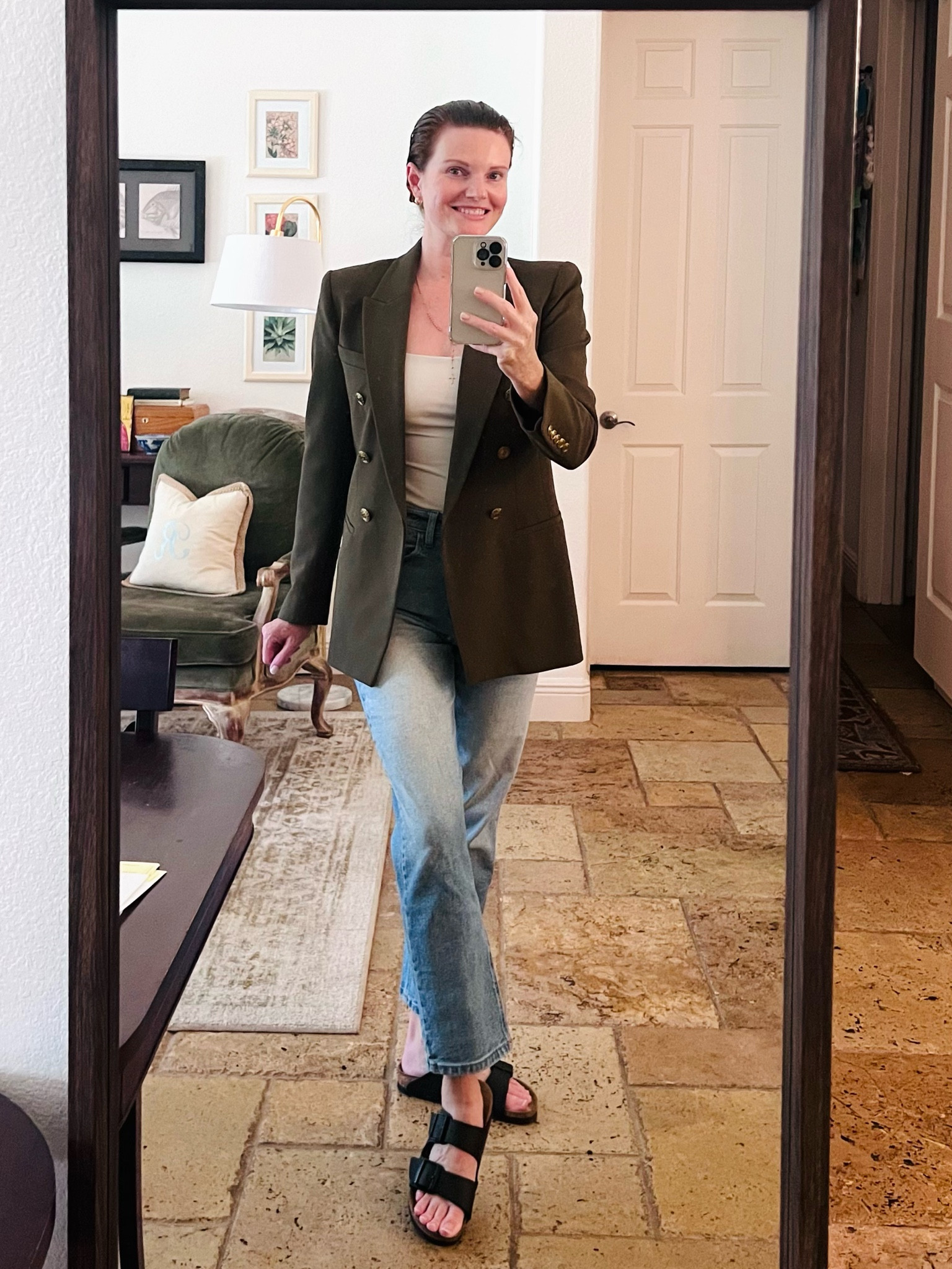 Olive green blazer outfit. Perfect for a chilly day in Florida!

Green blazer, jeans, Birkenstocks, blazer outfit, blazer and jeans, real outfits 

#LTKstyletip #LTKover40 #LTKshoecrush