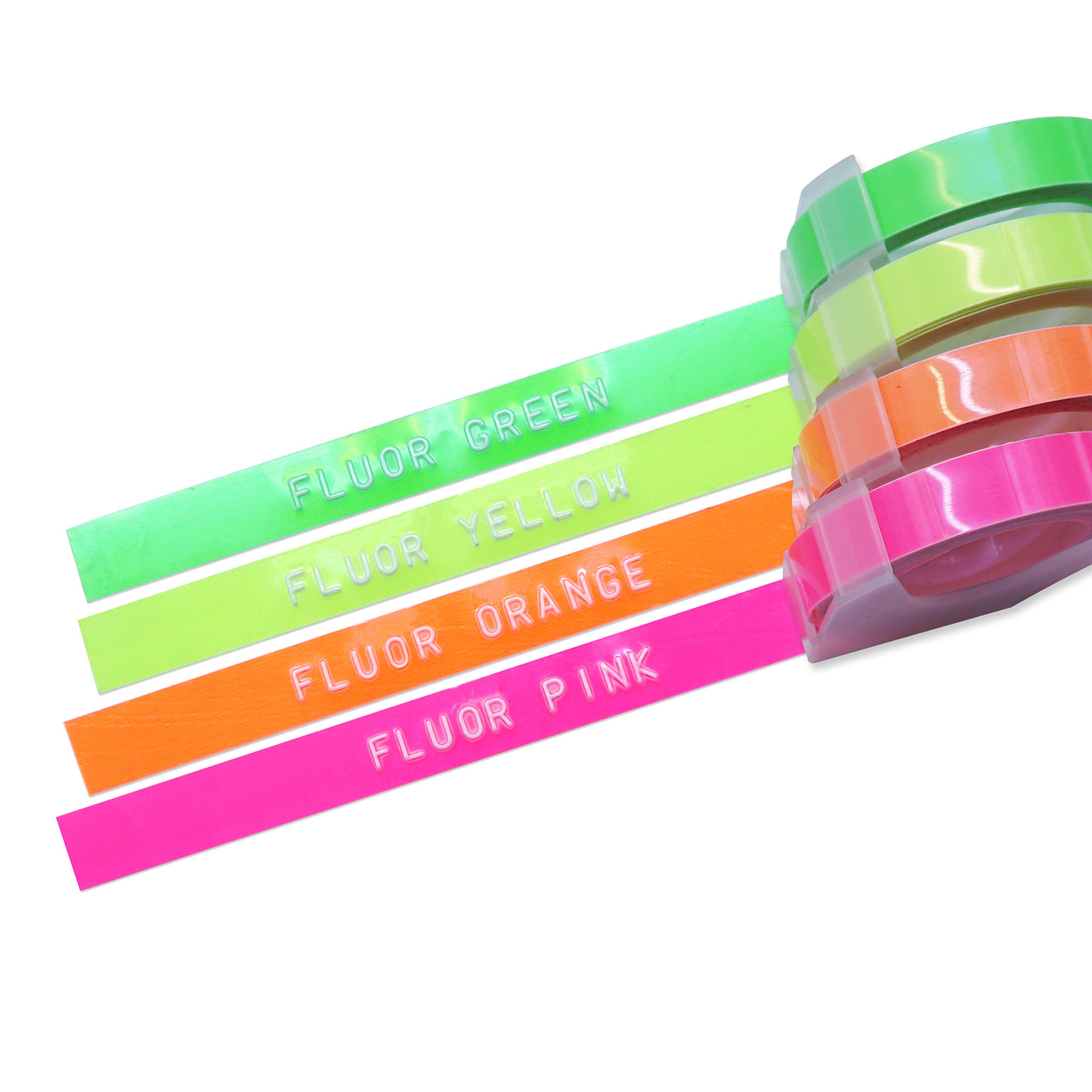 MoTEX Refill Tape for Embossing Label Maker, Fluorescent Color Tapes 4 Rolls, 3/8-Inch (Pink, Ora... | Amazon (US)