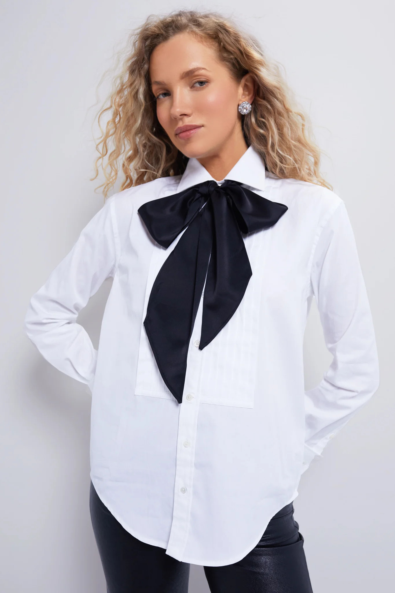White Long Sleeve Button Front Blouse | Tuckernuck (US)