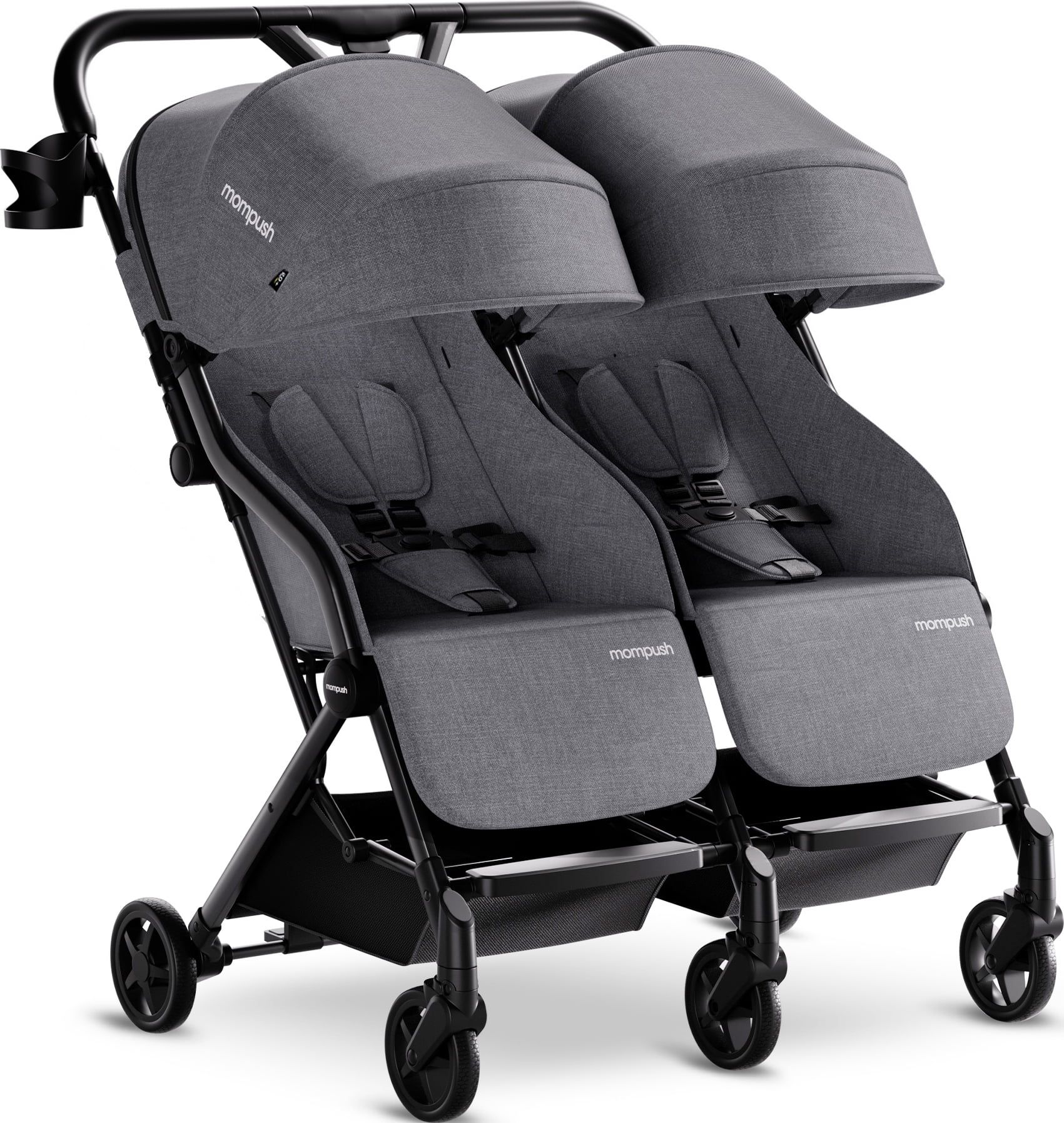 Mompush Lithe Double Stroller with Two Large Individual Side by Side Recline Seat, Gray, 24.5LB, ... | Walmart (US)