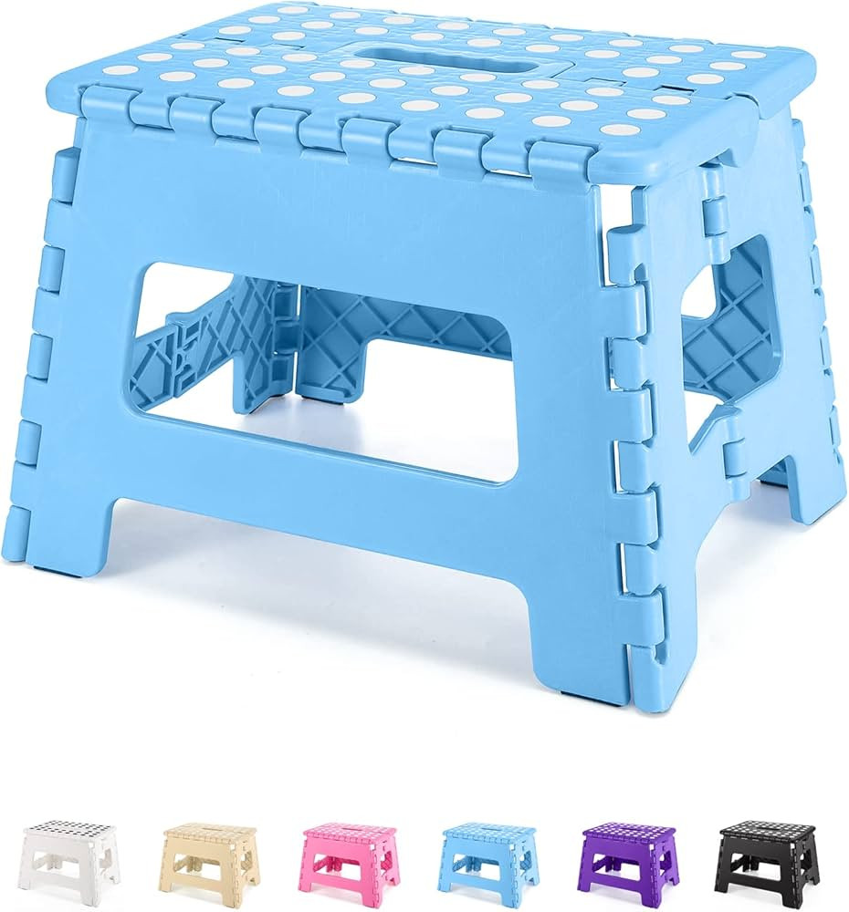 Folding Step Stool 9", Kids Step Stool, Heavy Duty Step Stools for Adults, Compact Foot Stools, L... | Amazon (US)