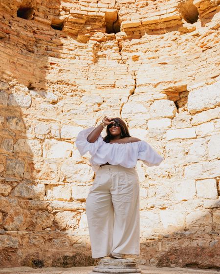 Toured Ephesus in this gorgeous look. Top was perfect and comfortable and the sun felt so good. The pants I got them from Nuuly but they’re still available to purchase on the site.

18 top 
20 pants - runs large 

Plus Size Travel, Plus Size Outfit, Wide Leg Linen Trousers, Summer Outfits, Vacation Outfits 

#LTKtravel #LTKstyletip #LTKplussize