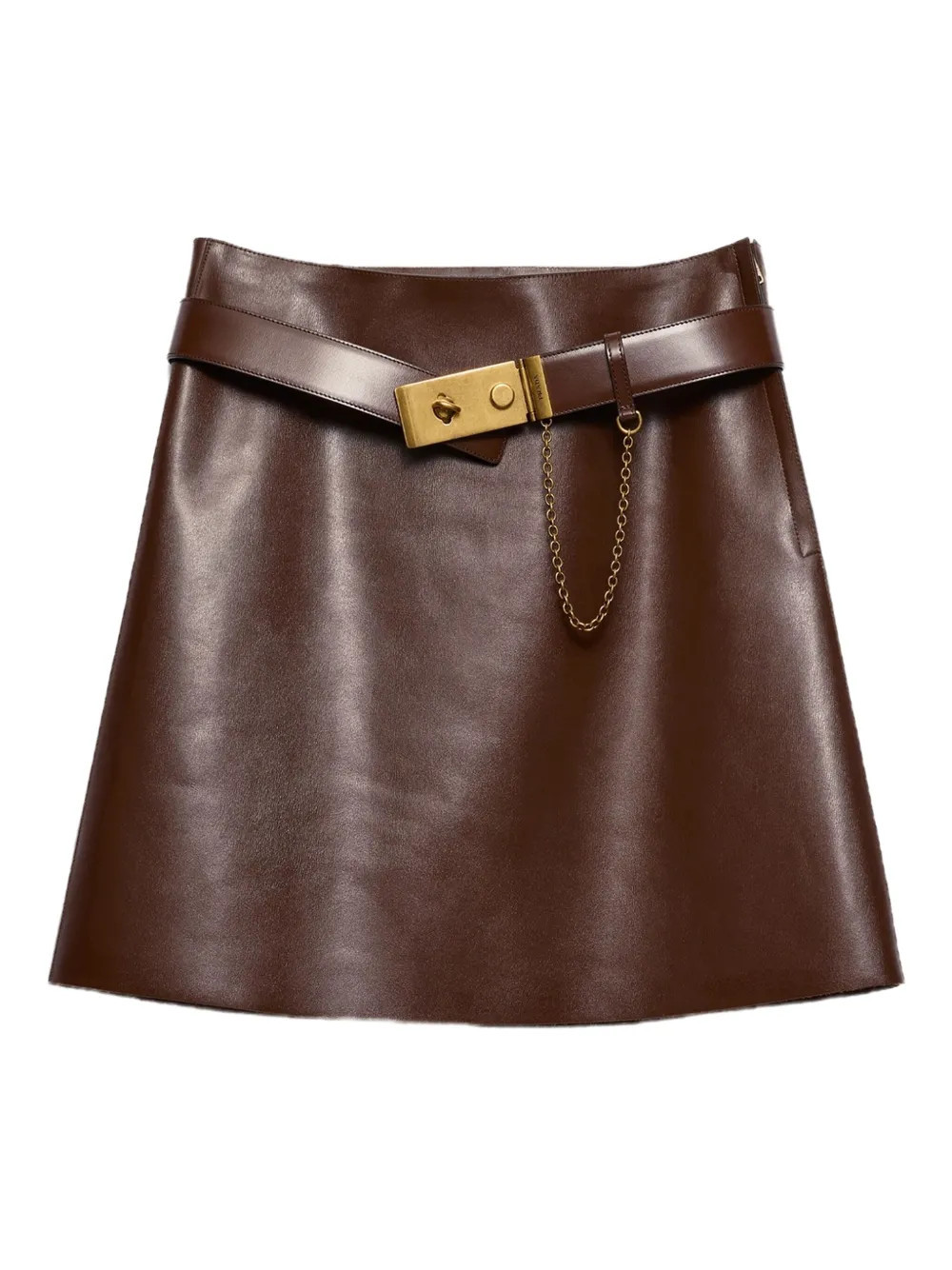Prada belted leather mini skirt - Brown | Farfetch Global