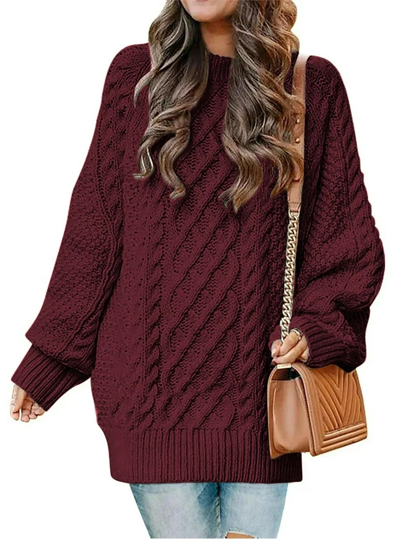MOSHU Oversized Sweaters for Women Cable Knit Chunky Pullover Sweater | Walmart (US)
