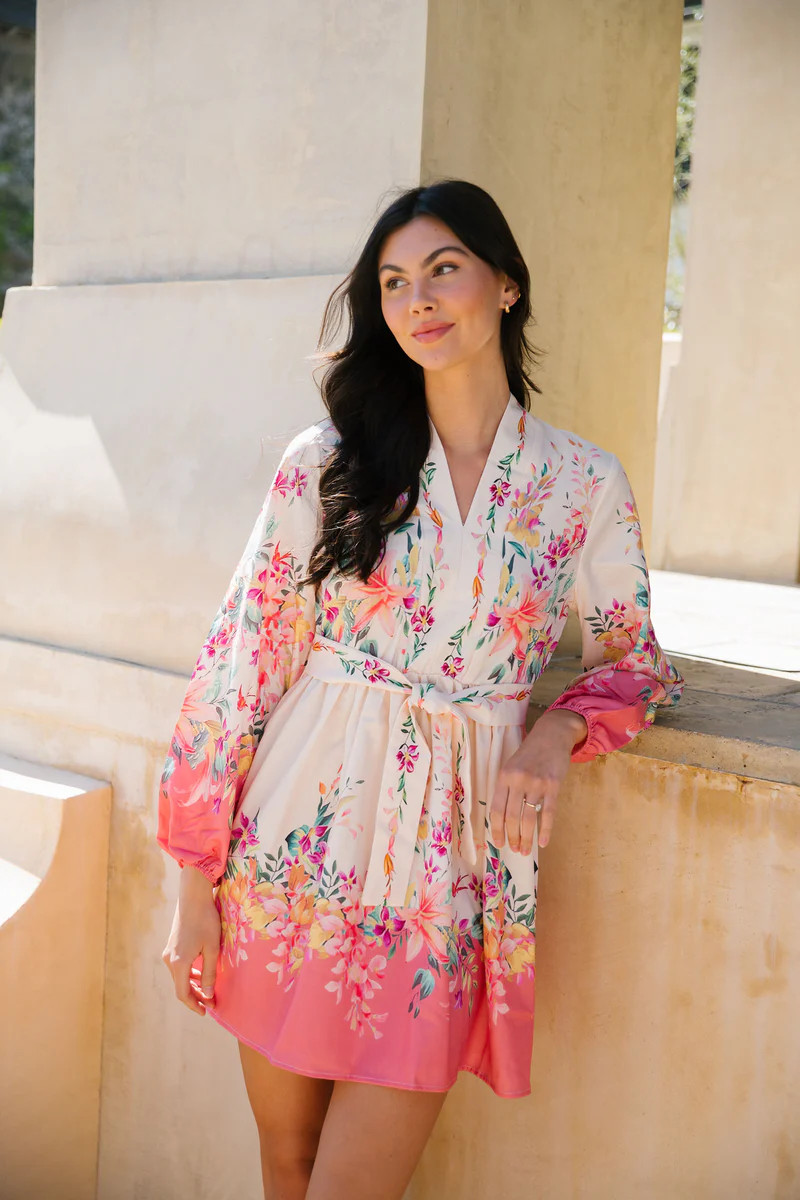 'Selena' Floral Printed Belted Dress | Goodnight Macaroon