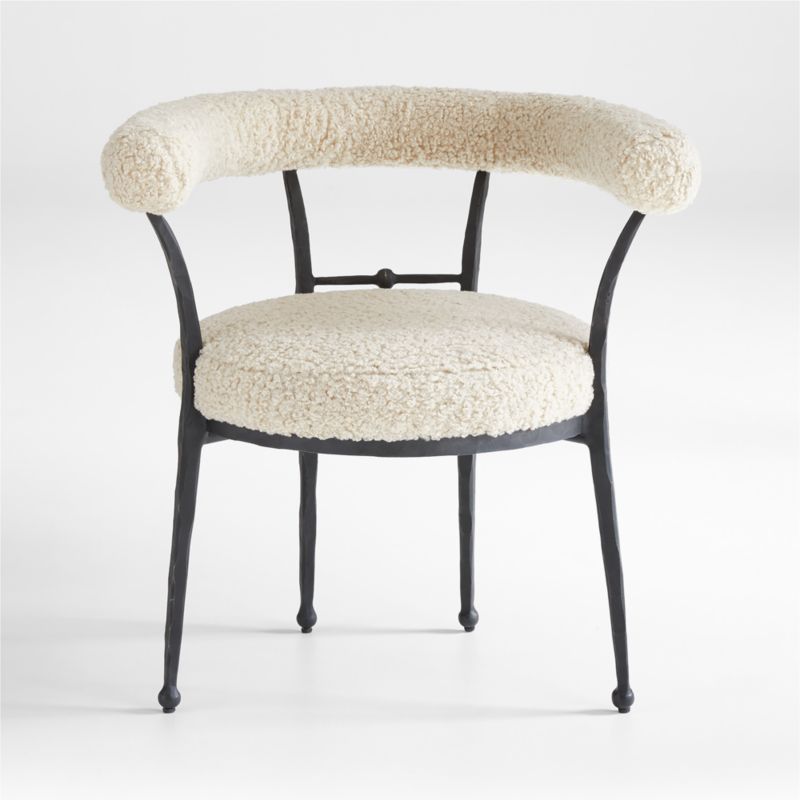 Rodin White Boucle Dining Accent Chair by Athena Calderone + Reviews | Crate & Barrel | Crate & Barrel