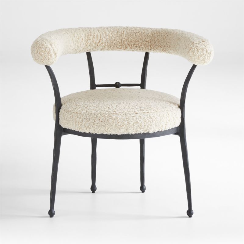 Rodin White Boucle Dining Chair by Athena Calderone | Crate & Barrel | Crate & Barrel