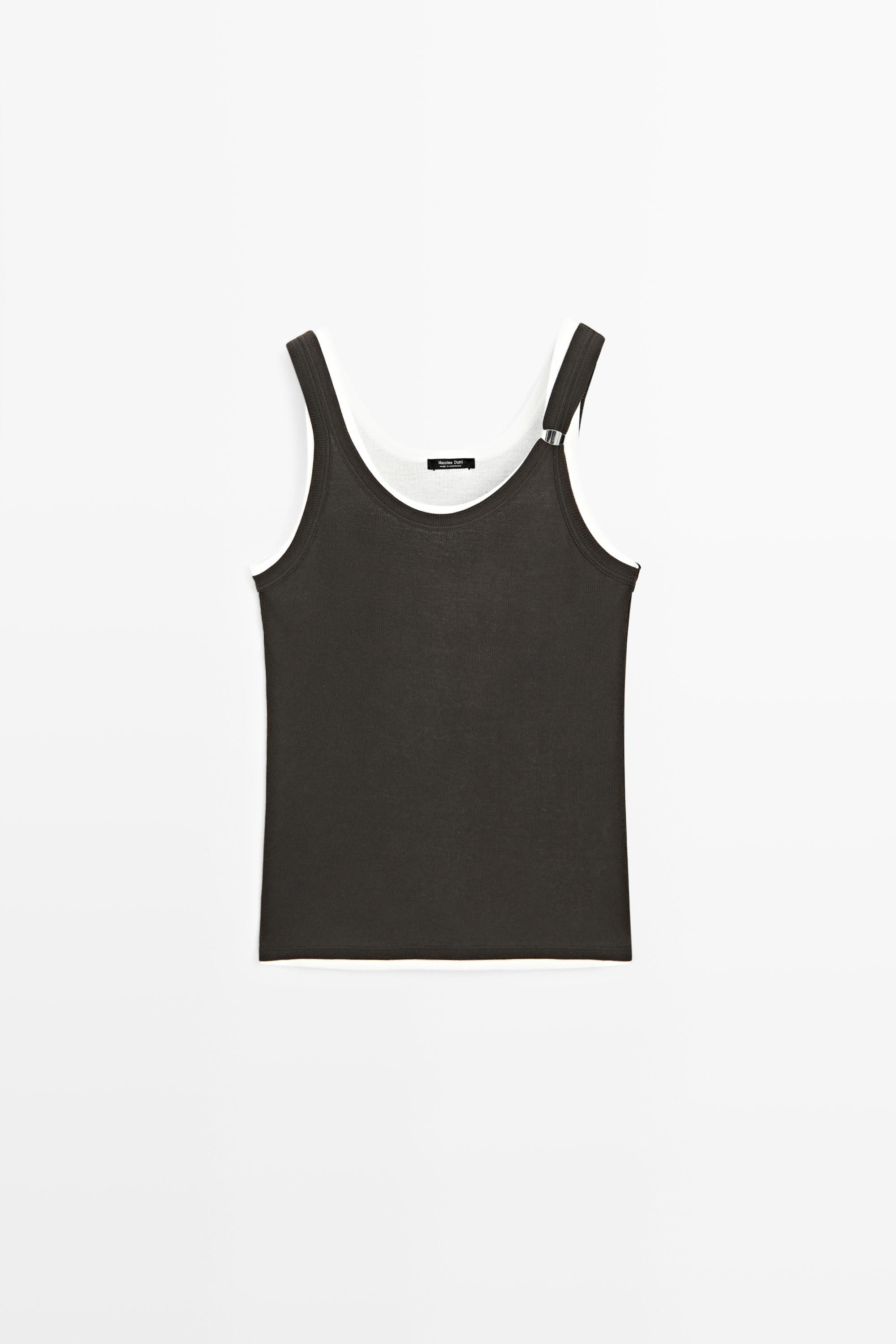 Double-layer strappy top with jewel detail | Massimo Dutti US