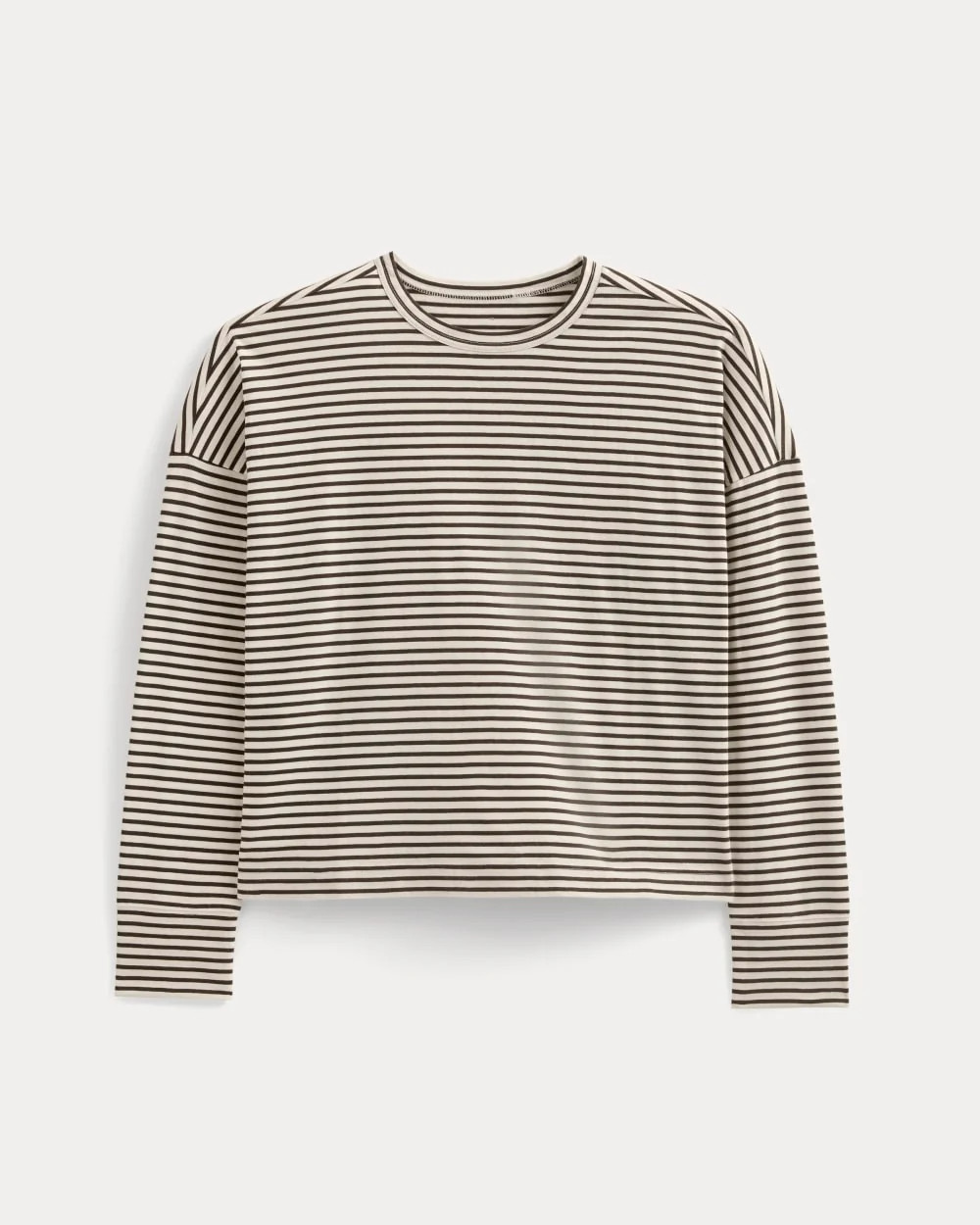 Oversized Boxy Crew in Essential Cotton | Bone / Pirate Black Stripe | Everlane