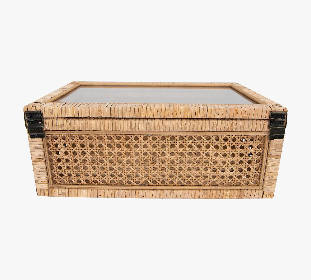 Woven Rattan And Wood Boxes, Set of 2 | Pottery Barn (US)