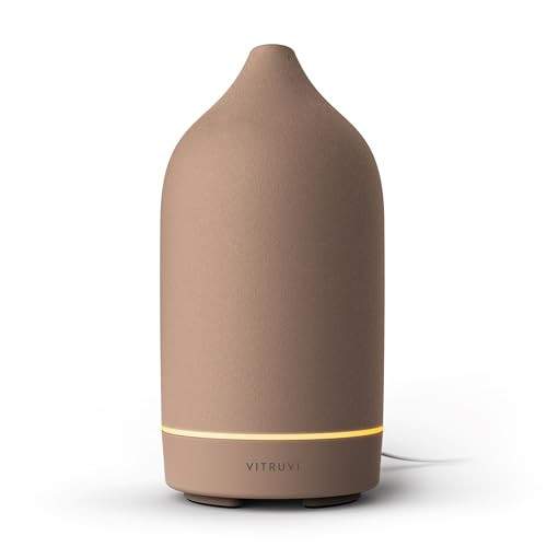 Vitruvi Stone Diffuser, Ceramic Ultrasonic Essential Oil Diffuser for Aromatherapy | Ceramic Diffuser, Diffusers for Home, Oil Diffuser, Room Decor | Suede, 90ml Capacity | Amazon (US)