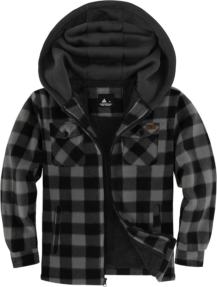 ZITY Boys Flannel Shirt Jacket Fleece Sherpa Lined Plaid Jackets Unisex Coat Full Zip Hoodie Girl... | Amazon (US)