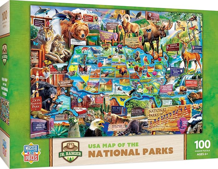 MasterPieces – 100 Piece Jigsaw Puzzle for Kid 6+ Years, National Parks Map, Educational and Fu... | Amazon (US)