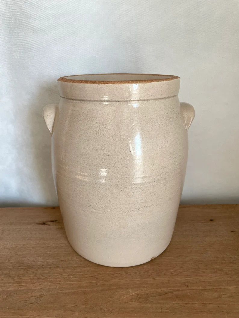 White Stoneware Crock Handled Crock Stoneware Jar Vintage - Etsy Canada | Etsy (CAD)