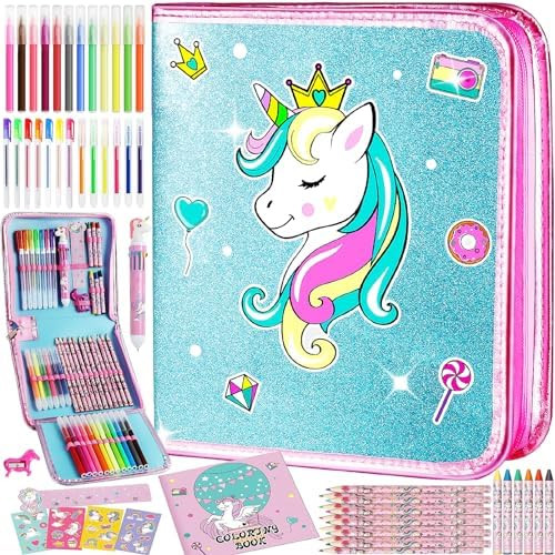 Unicorn Washable Markers Set with Glitter Pencil Case, Art Supplies for Kids Ages 4 5 6 7 8 9 10 ... | Amazon (US)