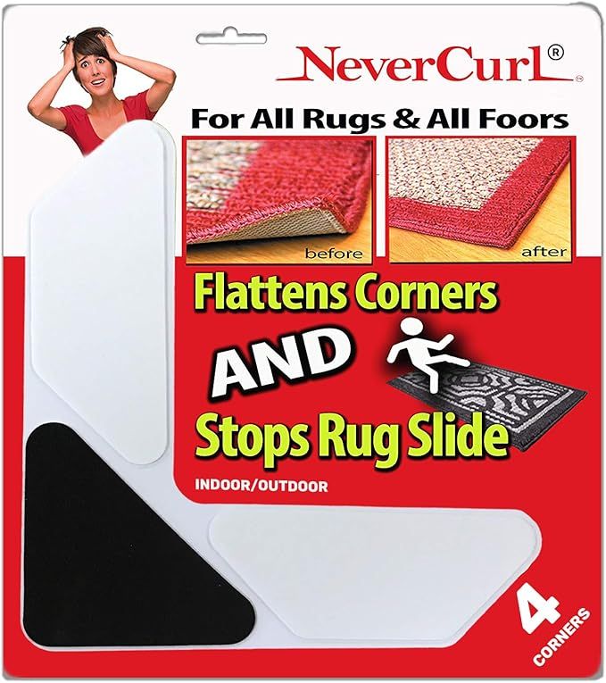 Grips The Rug with Nevercurl Includes 4" V Shape Corners with EVA Foam Tip for Easy Rug Lifting -... | Amazon (US)