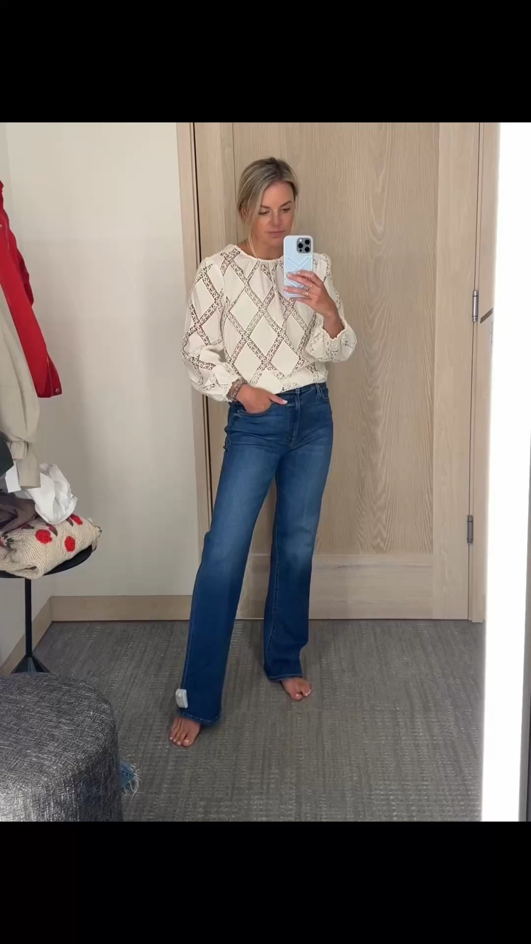 NSale top that was much better in person than online! Wearing a small,tts. These jeans are super stretchy! I’m 5’5 wearing 26,tts. I would size down if between // small tee 

Nordstrom anniversary sal

#LTKSaleAlert