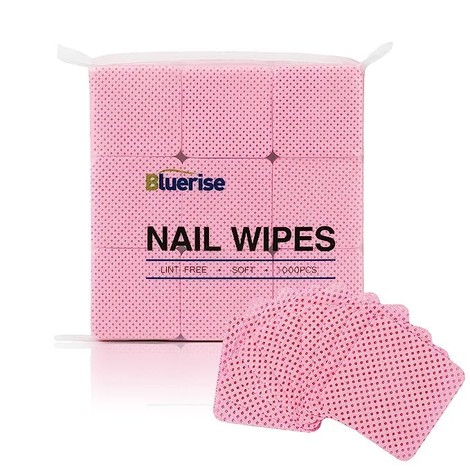 BLUERISE 1000Pcs Pink Nail Pliosh Remover Lint Free Nail Wipes Soft Gel Nail Polish Remover Pads ... | Amazon (US)