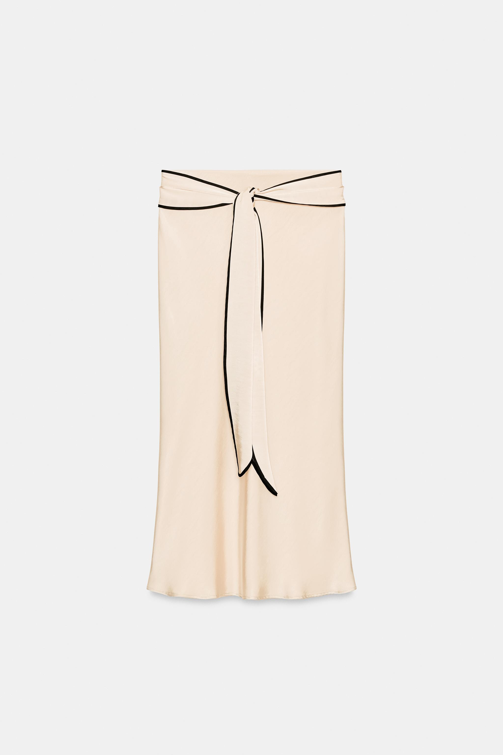 SATIN MIDI KNOT SKIRT | Zara UK