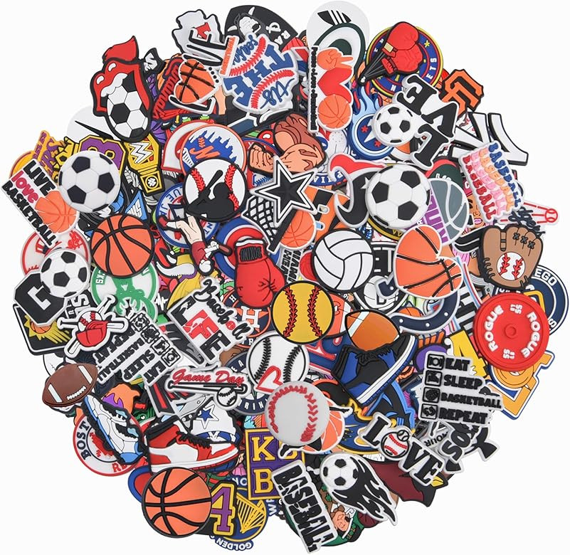 WSPXX Lot of 30,50,100 pcs Random Sports Ball Shoe Charms for Shoe & Bracelet Wristband Party Gif... | Amazon (US)